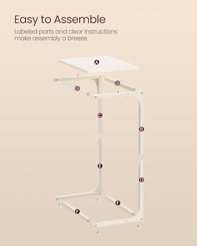 VASAGLE C-Shaped End Table, Side Table for Sofa, Couch Table with Metal Frame, Small TV Tray Table for Living Room, Bedroom, Cream White ULET353W77 - color: Cream White