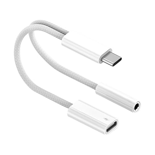 USB C to 3.5mm Headphone and Charger Adapter, 2-in-1 USB Type C to Aux Jack Dongle Cable with PD 60W Fast Charging for iPhone 15 16 17 Pro Max Air,Galaxy S23 S24 S25 Ultra, Note 20, iPad Pro (1 PACK) - color: USB-C to USB-C and 3.5, size: 1 PACK