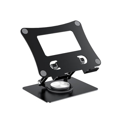Adjustable Laptop Stand with 360 Degree Rotatable Base Foldable Laptop Holder for Desk Ergonomic Computer Notebook - color: Black