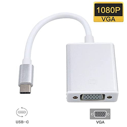 USB-C to VGA Adapter, USB 3.1 Type C (Thunderbolt 3) to VGA Converter Compatible with MacBook Pro, New MacBook, MacBook Air 2018, Dell XPS 13/15, Surface Book 2 and More (Silver)