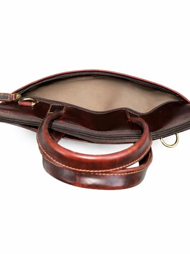 Genuine Leather Laptop Bag for Men & Women – 3 Compartment Briefcase with Padded Sleeve, 15.5 Inch Office Bag - color: Brown