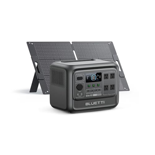 BLUETTI Solar Generator Elite 100 V2 with 100W Solar Panel, 1024Wh 1800W | 3600W Surge, 70 Min Fast Charging, 10ms UPS, LiFePO4 Battery, Portable Power Station for Camping, Emergency, Road Trip - style: Bluetti Elite 100 V2+100W Solar panel