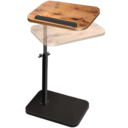 Small End Table Adjustable Height, 90° Flip-Over Panel Side Table for Small Spaces 360° Swivel TV Tray Couch Tables that Slide Under, Food Snack Trays for Sofa Bed Living Room - size: 11.8 inch X 15.7 inch