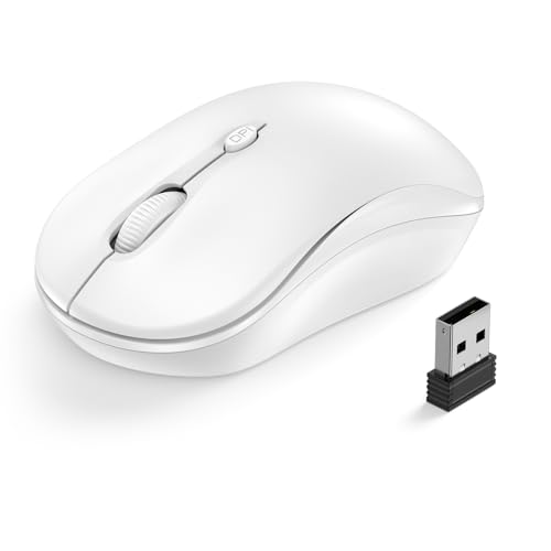 Wireless Mouse for Laptop, 2.4GHz Computer Mouse for Work, 12-Month Battery Life, 3 Adjustable DPI 800/ 1200/ 1600, Office Cordless USB Mice with USB A Receiver for PC, Laptop, Desktop, Mac -White - color: White