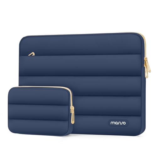 MOSISO Laptop Case 13.3 inch,13-13.3 inch Puffy Laptop Sleeve Compatible with MacBook Neo/Air 13.6 M5 M4 M3 M2 M1/Pro 13/14,HP Dell ASUS Lenovo,Polyester Horizontal Bag with Small Case,Midnight Blue - color: Midnight Blue, size: 13.3 inch