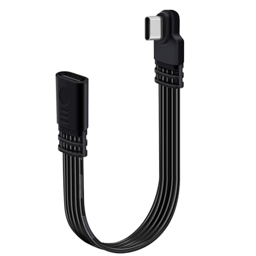 Flat USB C Extension Cable 90 Degree USB C Male to Female Extension Cable Support Charging and Data 480Mbps 100W 12V 5A for Phones, Laptops, PC (Left Right Bent, 30 cm) - color: Left Right Bent, size: 30 cm