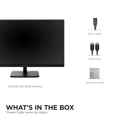ViewSonic VA2756-4K-MHD 27 Inch 4K Monitor, IPS Display for Enhanced Home and Office Productivity, Ultra-Thin Bezels, HDMI, and DisplayPort Inputs - size: 27 Inches, style: 4K