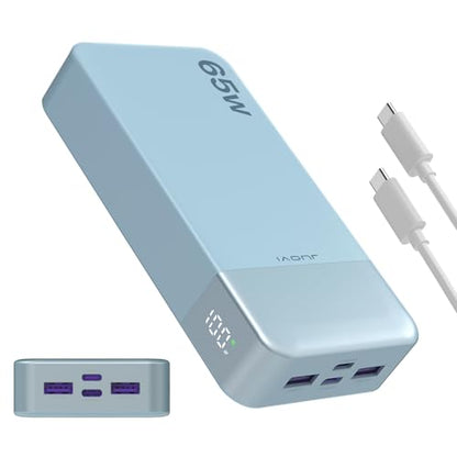 JUOVI Portable Charger 65W Power Bank 20000mAh Compact USB C Laptop Power Bank Fast Charging Battery Pack for Laptop MacBook Dell XPS iPad Tablet Steam Deck iPhone 17/16/15/14 Series Samsung and More - color: Blue
