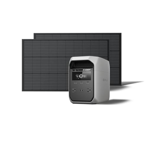 EF ECOFLOW Solar Generator DELTA 3 Classic with 2x100W Solar Panels, 1024Wh | 1800W AC (3600W Surge)/100W USB-C Output, LFP Battery Portable Power Station, 10ms UPS, 1 Hr Fast Charge for Home, Camping - style: DELTA 3 Classic+2x100W