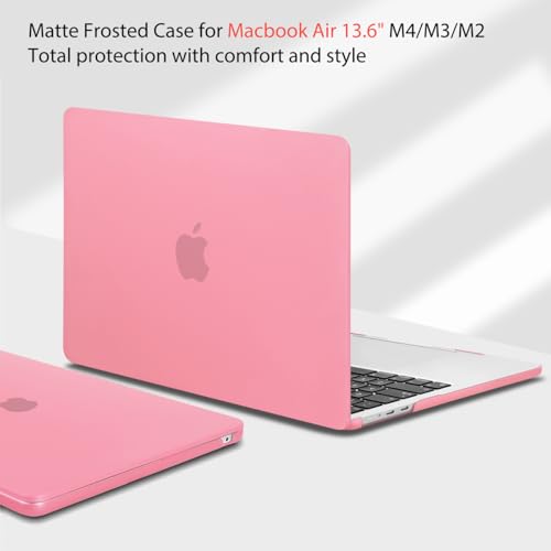 Teryeefi for M5 M4 M3 M2 Chip MacBook Air 13.6 Inch Case A3240 A3113 A2681 A3449 Model 2022 2023 2024 2025 2026 Release, Hard Shell Case & Keyboard Cover & USB 3 Adapter, Frosted Pink - color: Frosted Pink
