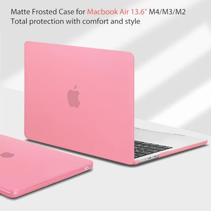 Teryeefi for M5 M4 M3 M2 Chip MacBook Air 13.6 Inch Case A3240 A3113 A2681 A3449 Model 2022 2023 2024 2025 2026 Release, Hard Shell Case & Keyboard Cover & USB 3 Adapter, Frosted Pink - color: Frosted Pink