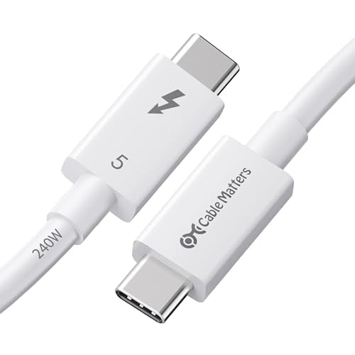 Cable Matters [Intel Certified] 80Gbps Thunderbolt 5 Cable, 3.3ft / 1m | White, [up to 120Gbps Boost, 8K@120Hz / 6K@240Hz / 4K@540Hz with DSC, 240W, 80G Data Transfer], Supports TB 4/3, USB4, USB-C - color: White, size: 3.3 ft