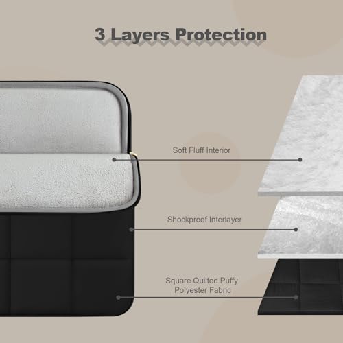Laptop Case 16 inch,15-15.6 inch Puffy Laptop Sleeve Compatible with MacBook Pro 16 M5 M4 M3 M2 M1,HP Dell Acer ASUS Lenovo Notebook,Twelve Square Quilted Computer Bag with 2 Pockets,Black - color: Black, size: 16 inch