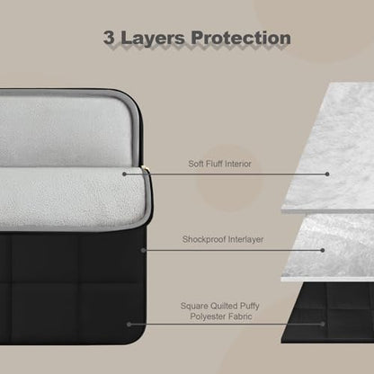 Laptop Case 16 inch,15-15.6 inch Puffy Laptop Sleeve Compatible with MacBook Pro 16 M5 M4 M3 M2 M1,HP Dell Acer ASUS Lenovo Notebook,Twelve Square Quilted Computer Bag with 2 Pockets,Black - color: Black, size: 16 inch
