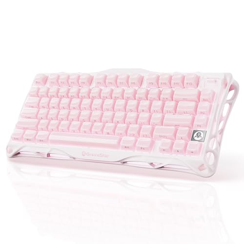 GravaStar Mercury K1 75% Pink Wireless Keyboard, Aluminum Alloy Exoskeleton Design Mechanical Gaming Keyboard, Gasket Hot-Swap Socket, Linear Switches, RGB Backlit【Sakura Pink】 - color: Sakura Pink