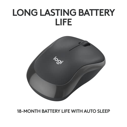 Logitech M240 Compact Silent Bluetooth Wireless Mouse - Graphite | Bluetooth connectivity, no USB receiver, quiet clicks, 3 non-customizable buttons, 18-month battery life, PC Mac compatible - color: Graphite, size: 1 Pack, style: Bluetooth
