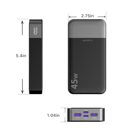JUOVI 20000mAh 45W Power Bank + 45W Portable Charger with Detachable Cable