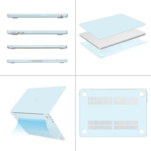 MOSISO Compatible with MacBook Air 13 inch Case M5 2026 M4 M3 M2 2025-2022 | A3449 A3240 A3113 A2681, Hard Shell&Keyboard Cover&Screen Film&Pouch for MacBook Air 13.6 inch Case, Cloud Blue - color: Cloud Blue