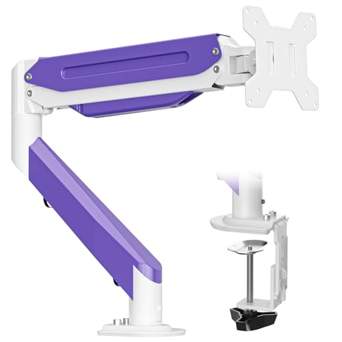Suptek Monitor Mount Gas Spring Monitor Arm Desk Mount Fully Adjustable Fits 17 20 22 23 24 26 27 32 35 inch Monitors Weight Capacity up to 24.25 lbs (White+Purple, 17"-35") - color: White/Purple, size: 17"-35"