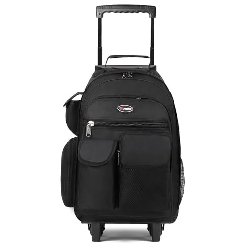 20" 2-in-1,Wheeled Travel Luggage Bag w/Telescopic Handle | Rolling Travel Luggage w/2 Wheels,Trolley Suitcase,Spacious Storage Design,2560-20''-Black - color: JH-2560-Black-20