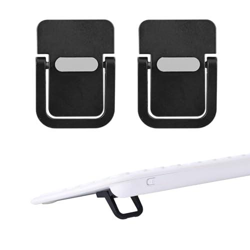 Penitue 2pcs Mini Portable Laptop Stand, Zinc Alloy Foldable Laptop Keyboard Riser Self-Adhesive Kickstand Invisible Computer Notebook Holder Lift for Desk Keyboards Laptops Support - color: black
