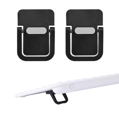 Penitue 2pcs Mini Portable Laptop Stand, Zinc Alloy Foldable Laptop Keyboard Riser Self-Adhesive Kickstand Invisible Computer Notebook Holder Lift for Desk Keyboards Laptops Support - color: black