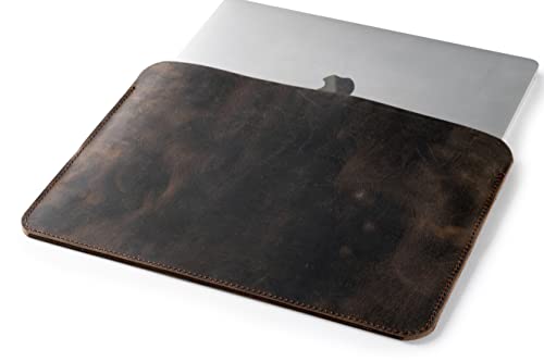 Leather Laptop Sleeve, Handmade Slim Case for MacBook Air 13" (M2) 2024, (M3) 2024 & 15 inch (M3) 2023 - color: Chestnut, size: 13"