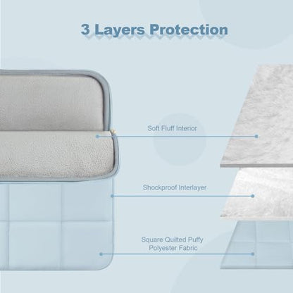 Laptop Case 13.3 inch,13-13.3 inch Puffy Laptop Sleeve Compatible with MacBook Neo/Air 13 13.6/Pro 13/Pro 14,HP Dell ASUS Acer Lenovo,Twelve Square Quilted Computer Bag with 2 Pockets,Air Blue - color: Air Blue, size: 13.3 inch