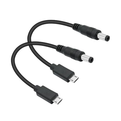 Short DC 5.5mm x 2.1mm to Micro USB Power Cord 6inch, DC 5521 Male to Micro USB Male Plug 5V 3A Power Charging Cable Extension Cord, for LED Desk Lamp, Small Fan Etc Other Equipment (2Pcs) - style: DC 5521 Male to Micro USB Male