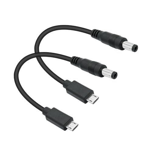 Short DC 5.5mm x 2.1mm to Micro USB Power Cord 6inch, DC 5521 Male to Micro USB Male Plug 5V 3A Power Charging Cable Extension Cord, for LED Desk Lamp, Small Fan Etc Other Equipment (2Pcs) - style: DC 5521 Male to Micro USB Male