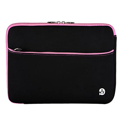 Neoprene Laptop Case | Lightweight Travel Protection | 13" Notebook Compatible Water Resistant Tech Sleeve (Baby Pink) - color: Black/baby Pink