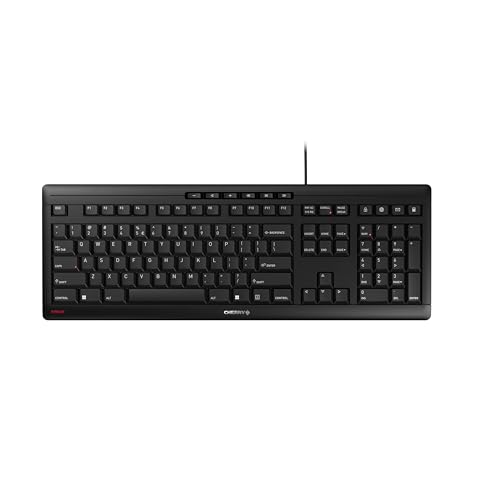 Cherry Stream Keyboard, Wired Keyboard for PC/Laptop, Whisper Quiet Silent Keys, Unique Typing Feel, Slim Design, SX Scissor Switches, USB-A, QWERTY, Black - color: Black, size: Regular