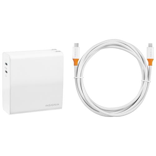 INSIGNIA USB Cables, 20Gbps High-Speed Charging & Data Sync, Braided Nylon, Compatible with MacBook, Laptop, iPhone, iPad, Android (Accessories, 140W 2-Ports USB-C Wall Accessory w/Cable) - color: 140W 2-Ports USB-C Wall Accessory w/ Cable, style: Accesso