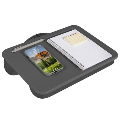 LAPGEAR Compact Lap Desk – Charcoal, Fits 14" Laptops | Microbead Cushion, Built-In Pencil Slot, Carry Handle, Fits Standard Letter-Size Paper (8.5" × 11") - color: Charcoal, size: 14″ Laptop (Compact)
