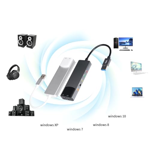 USB External Sound Card with SPDIF Digital Sound for 5.1 & 7.1 Surround Sound Systems, Aluminum Body - color: Gray