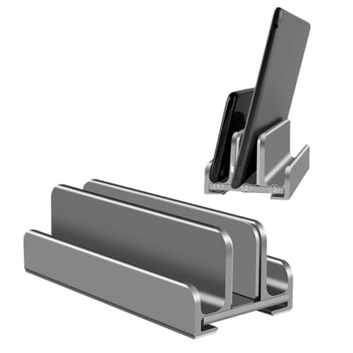 Vertical Laptop Stand,3-Slot Space-Saving Aluminum Desktop Stand Holder with Adjustable Dock Size for PC/Tablet/Phone(Gray 3 Slot)
