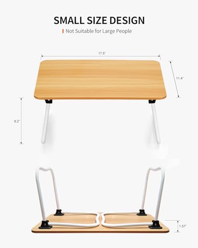 FISYOD Foldable Lap Desk, Laptop Bed Desk, Portable Bed Table, Laptop Stand for Bed & Couch, Lightweight & Mini - Oak - color: Oak