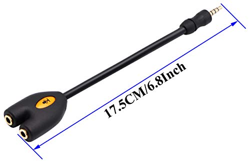 3.5mm Audio Headphone Y Splitter Cable 4-Pole 3.5mm AUX Male to 2 Port 3.5mm Female Headset Mic & Stereo Audio Y Splitter Cable for Earphone,for Smartphone, Samsung, LG, (17.5CM)(4Pole) - color: 4Pole