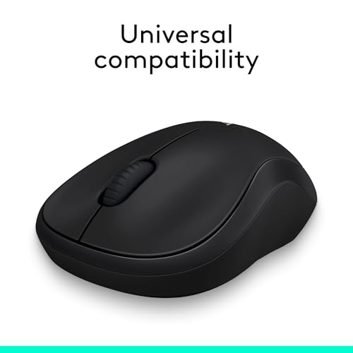 Logitech M185 Compact Ambidextrous Wireless Mouse with Rubber Grips - Black | Ambidextrous mouse with 2.4 GHz USB-A Nano Receiver, Optical Tracking, 12-Months Battery Life, PC, Mac, Laptop compatible - color: Black, size: 1 Pack, style: USB Receiver