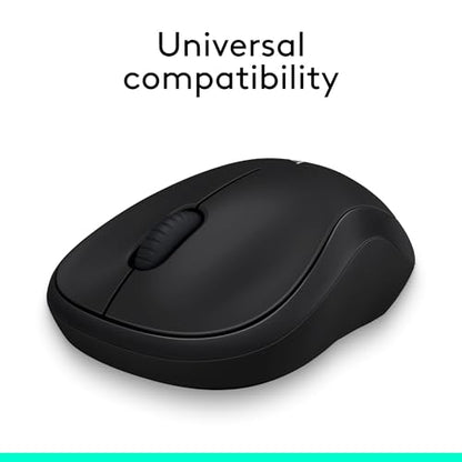Logitech M185 Compact Ambidextrous Wireless Mouse with Rubber Grips - Black | Ambidextrous mouse with 2.4 GHz USB-A Nano Receiver, Optical Tracking, 12-Months Battery Life, PC, Mac, Laptop compatible - color: Black, size: 1 Pack, style: USB Receiver