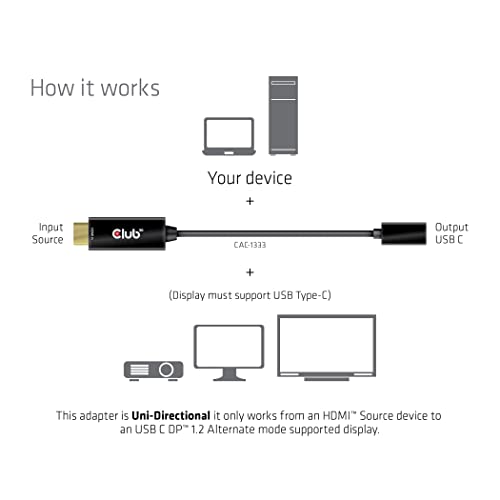 Club3D CAC-1333 HDMI 2.0 to USB Type C 4K60Hz M/F Active Adapter - style: Adapter