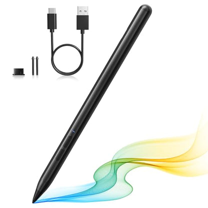 Stylus Pen for Microsoft Surface Pen 4096 Pressure Magnetic/Black | Palm Rejection, Tilt, USB-C Charge, MPP 2.0 Stylus Compatible with Surface Pro 9/8/X/7/7+/6/5/4/3, Go 3/2/1, Book 1/2/3 - color: Black