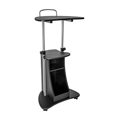 Techni Mobili Sit-to-Stand Rolling Adjustable Height Laptop Cart with Storage, Graphite, 22 x 16 x 46 - color: Black Graphite