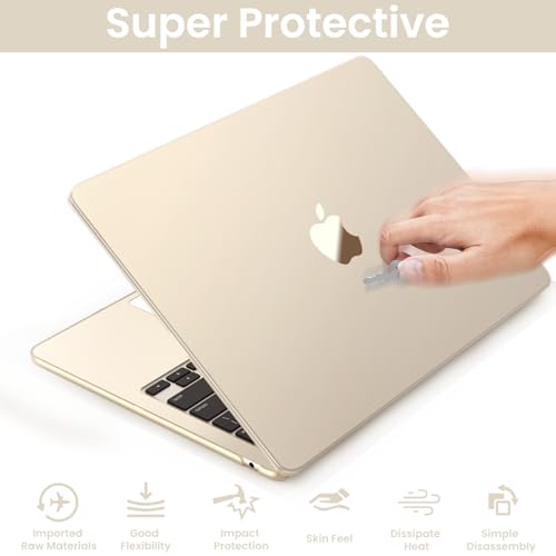 AKIT Compatible with 2026 2025-2022 MacBook Air 13 inch Case, [100% Official Color] Sturdy Mac Air 13.6" M5 M4 M3 M2 A3449 A3240 A3113 A2681 Hard Shell + Keyboard & Screen Cover, Starlight Clear - color: Official Starlight