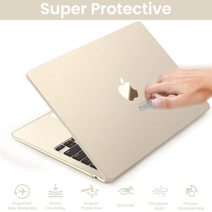 AKIT Compatible with 2026 2025-2022 MacBook Air 13 inch Case, [100% Official Color] Sturdy Mac Air 13.6" M5 M4 M3 M2 A3449 A3240 A3113 A2681 Hard Shell + Keyboard & Screen Cover, Starlight Clear - color: Official Starlight