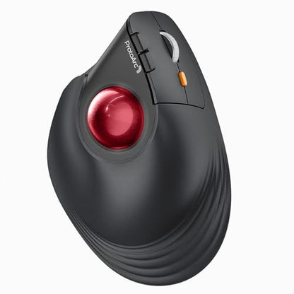 ProtoArc EM05 NL Wireless Vertical Trackball Mouse, 5 DPI Levels, Red | 62° Vertical Design Supports a Natural Wrist Posture, Connect 3 Devices Via Bluetooth/2.4G USB-A, 500mAh Rechargeable Battery - color: Red