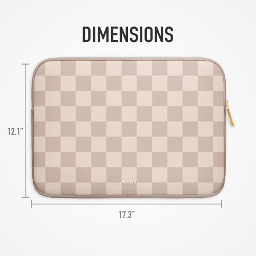 Vandel Slim 17.3 Inch Laptop Sleeve, 17 Inch Laptop Case, Computer Sleeve, Chromebook Cover Bag for HP, Dell, Lenovo, Asus, Acer, MSI Notebook - color: a. Neutral Checker, size: 17 Inch