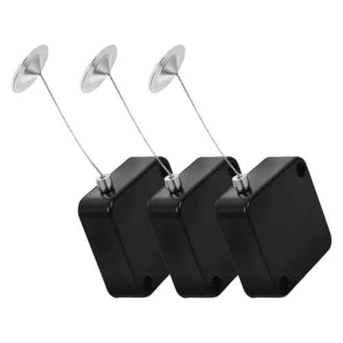 3Pcs Retractable Anti-Theft Cable Lock with 1 Meter Steel Wire, Automatic Tether Security Pull Box for Remote Controls, Laptops, and Electronics
