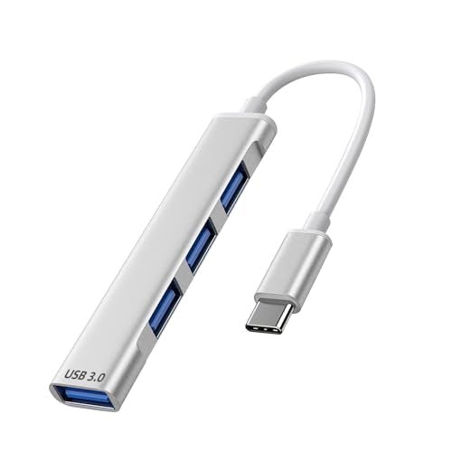 USB C to USB Hub Multiport Adapter, Aluminum 4 Ports USB C Splitter for Laptop, Slim Thunderbolt 3/4 Data USB Hub Compatible for MacBook Pro/Air, iPad Pro, Dell, Chromebook | Keyboard, Mouse, HDD