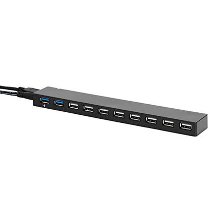 Amazon Basics USB 3.0 10-Port Hub with AC Adapter, 5Gbps Faster Data Transfer for Multiple Devices, Black
